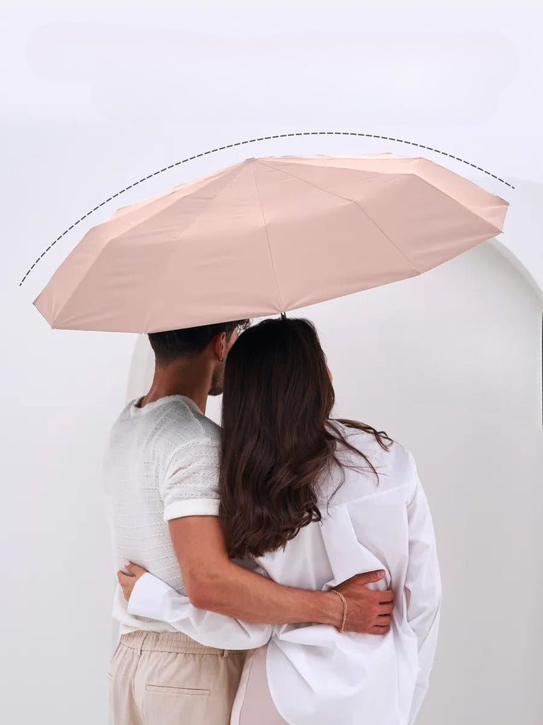 Parapluie pliant automatique, anti - vent, protection UV, grand format, compact, résistant, modèle Sasha - Sacoche - Rose