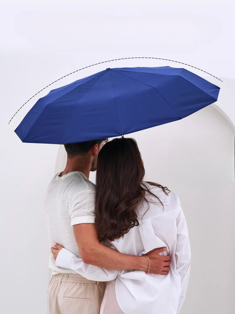 Parapluie pliant automatique, anti - vent, protection UV, grand format, compact, résistant, modèle Sasha - Sacoche - Bleu