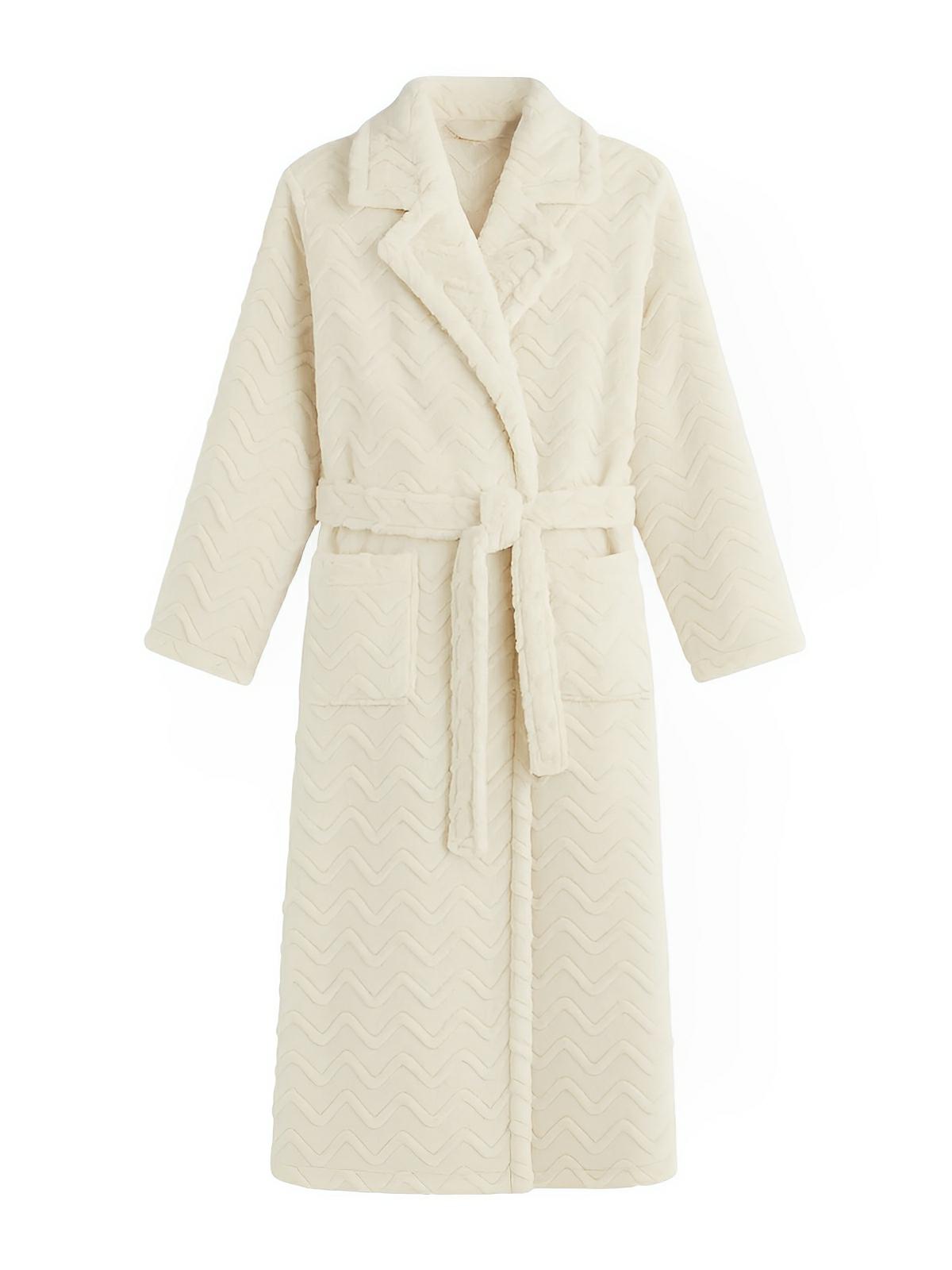Peignoir polaire long, douceur exceptionnelle, confort cocooning, chaleur hivernale, unisexe, plusieurs coloris, ceinture amovible, modèle Ernome - Peignoir - Blanc M