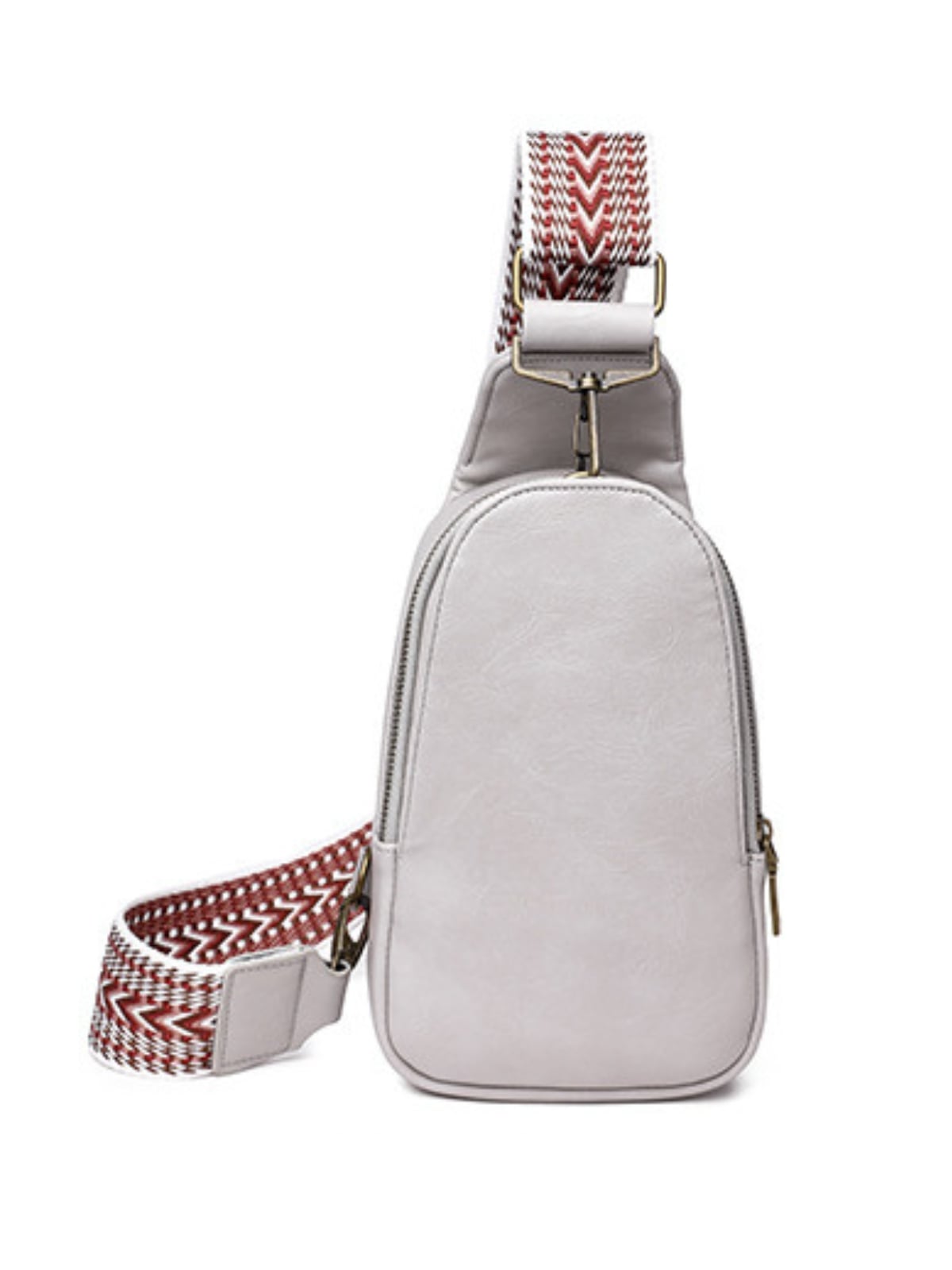 Petit sac bandoulière femme, sac de poitrine compact, style bohème, sangle large réglable, fermeture, modèle Vida - Sac Bandoulière - Blanc