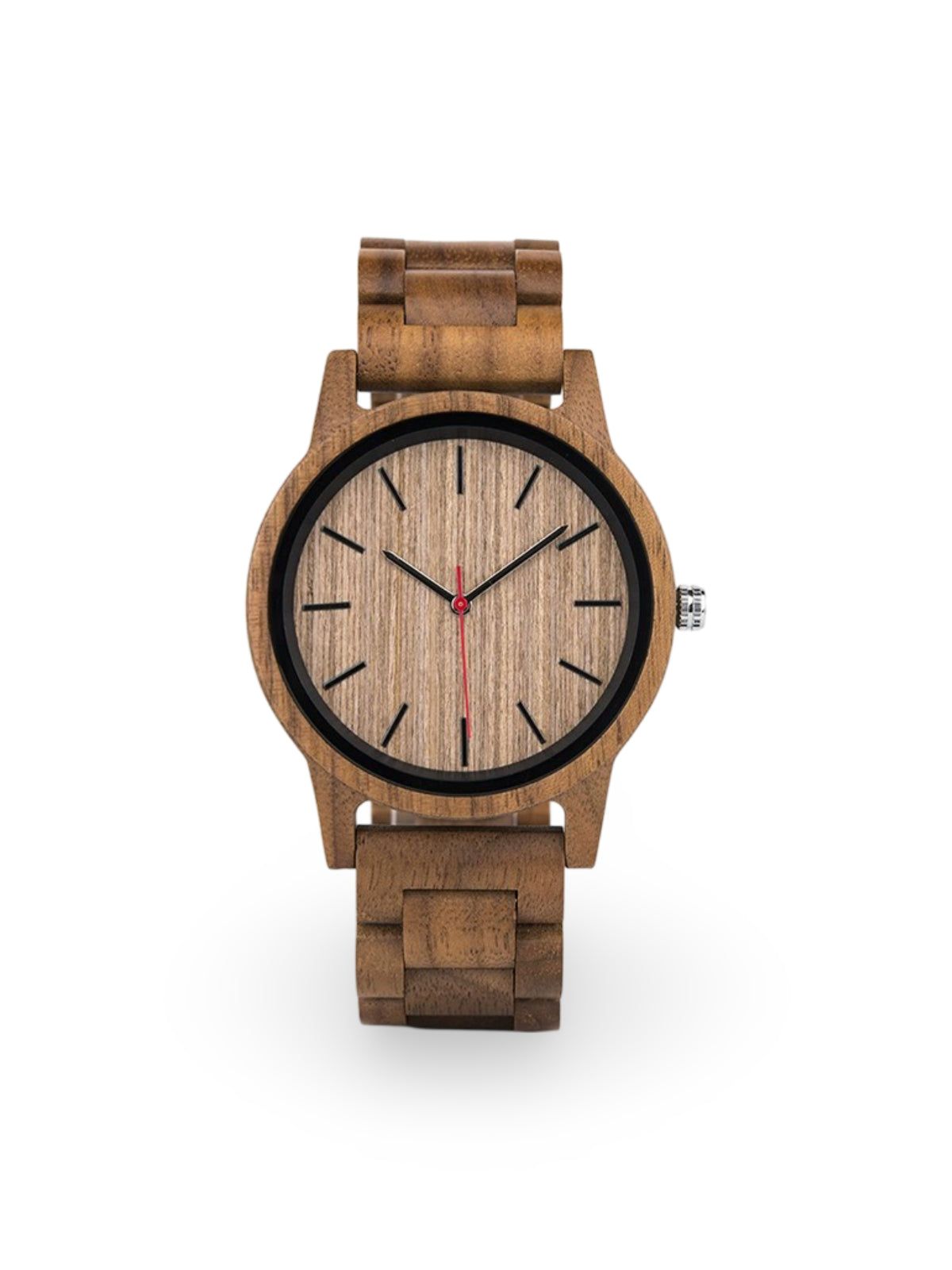 Wooden watch, minimalist dial, Japanese quartz movement, natural design, model Xode