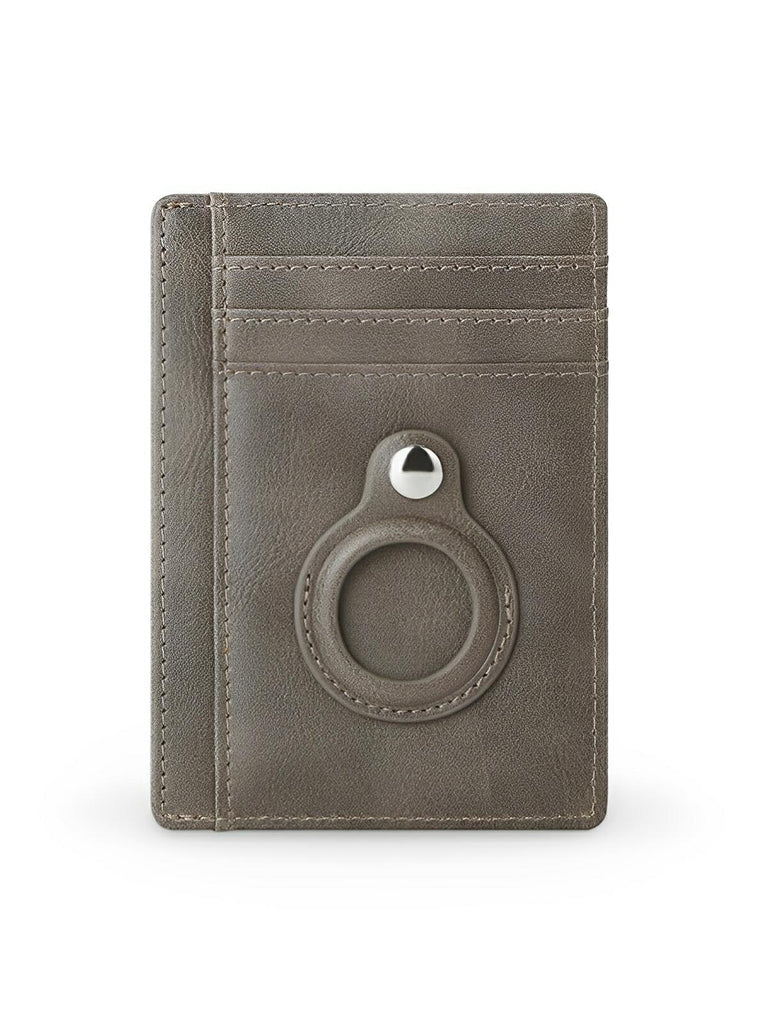 Porte - cartes avec emplacement pour AirTag, compact, ultra - fin, sécurité anti - vol, en simili vegan, plusieurs compartiments, modèle Casper - Porte - feuille - Gris