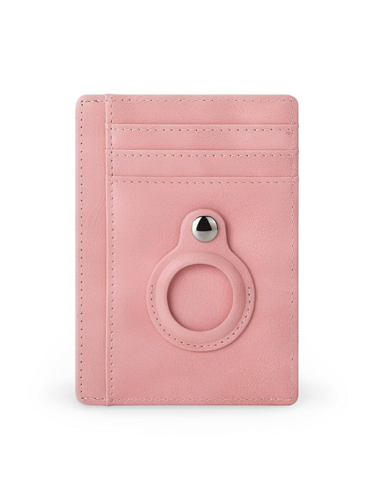 Porte - cartes avec emplacement pour AirTag, compact, ultra - fin, sécurité anti - vol, en simili vegan, plusieurs compartiments, modèle Casper - Porte - feuille - Rose