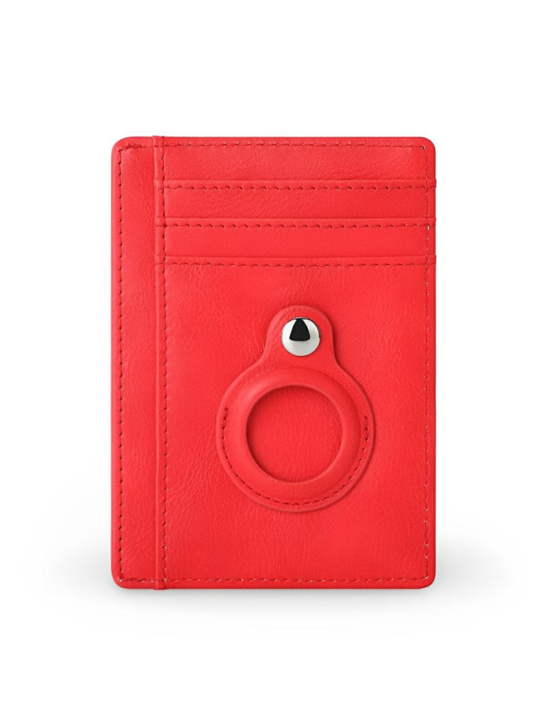 Porte - cartes avec emplacement pour AirTag, compact, ultra - fin, sécurité anti - vol, en simili vegan, plusieurs compartiments, modèle Casper - Porte - feuille - Rouge