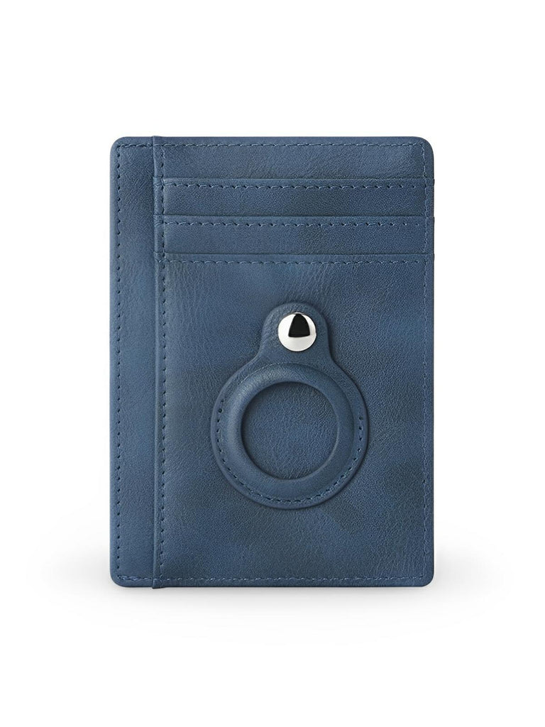 Porte - cartes avec emplacement pour AirTag, compact, ultra - fin, sécurité anti - vol, en simili vegan, plusieurs compartiments, modèle Casper - Porte - feuille - Bleu