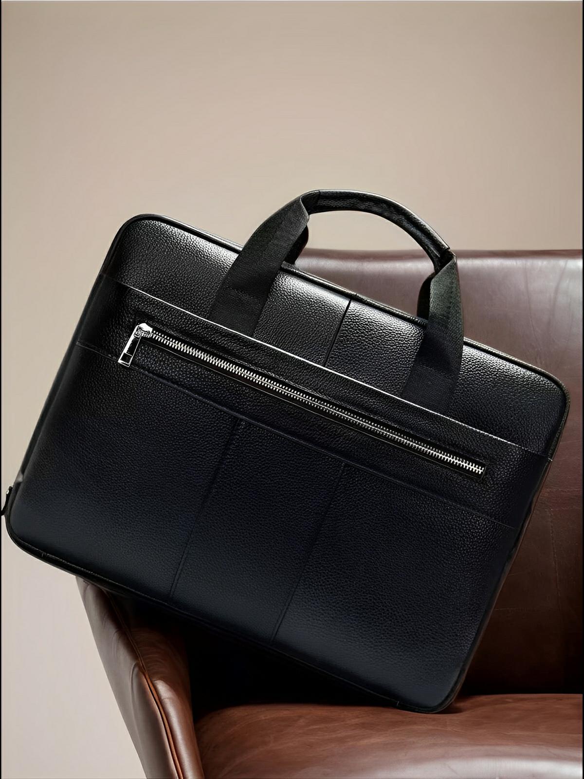 Porte - Document en Cuir, pour homme en cuir véritable, bandoulière réglable, style business, grande capacité, modèle Éric - Porte - document - Noir