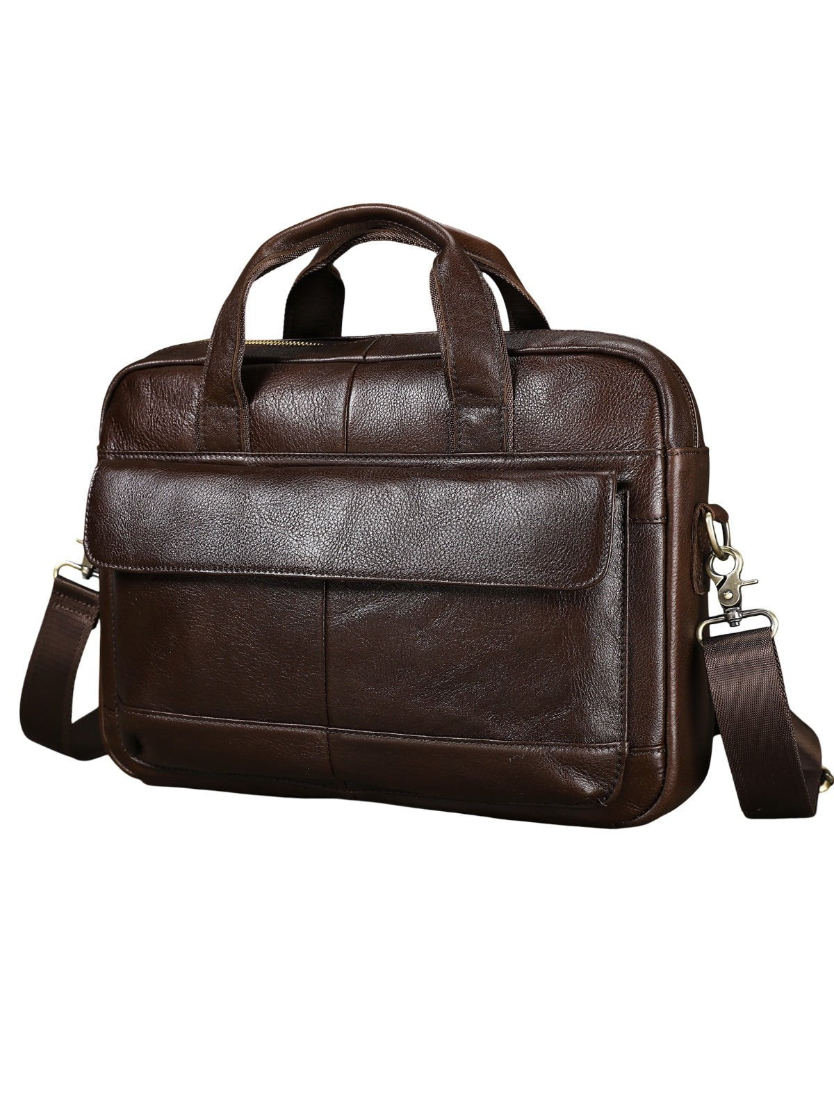 Porte - documents homme en cuir, sac ordinateur portable 14 pouces, sac bandoulière, sac business, sac de professeur, école, modèle Amard - Porte - document - Café
