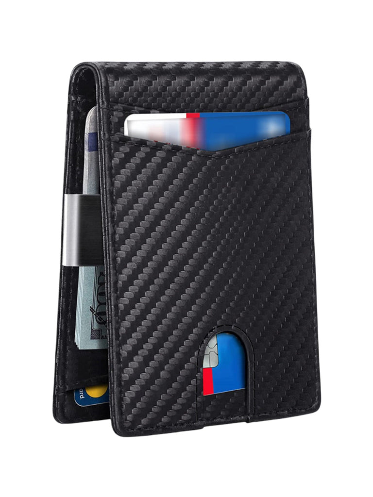 Portefeuille bifold compact, carbone, carte bancaire, sécurité RFID, ultra fin, porte billets, modèle Kazo - Porte - feuille - Noir