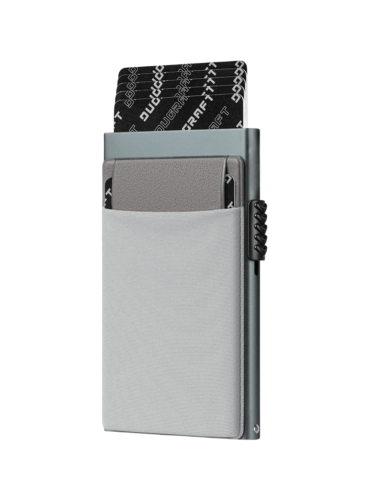 Portefeuille carte bancaire RFID, compact ultra fin, étui aluminium sécurisé, ouverture rapide, protection NFC, modèle Lunaria - Porte - feuille - Gris