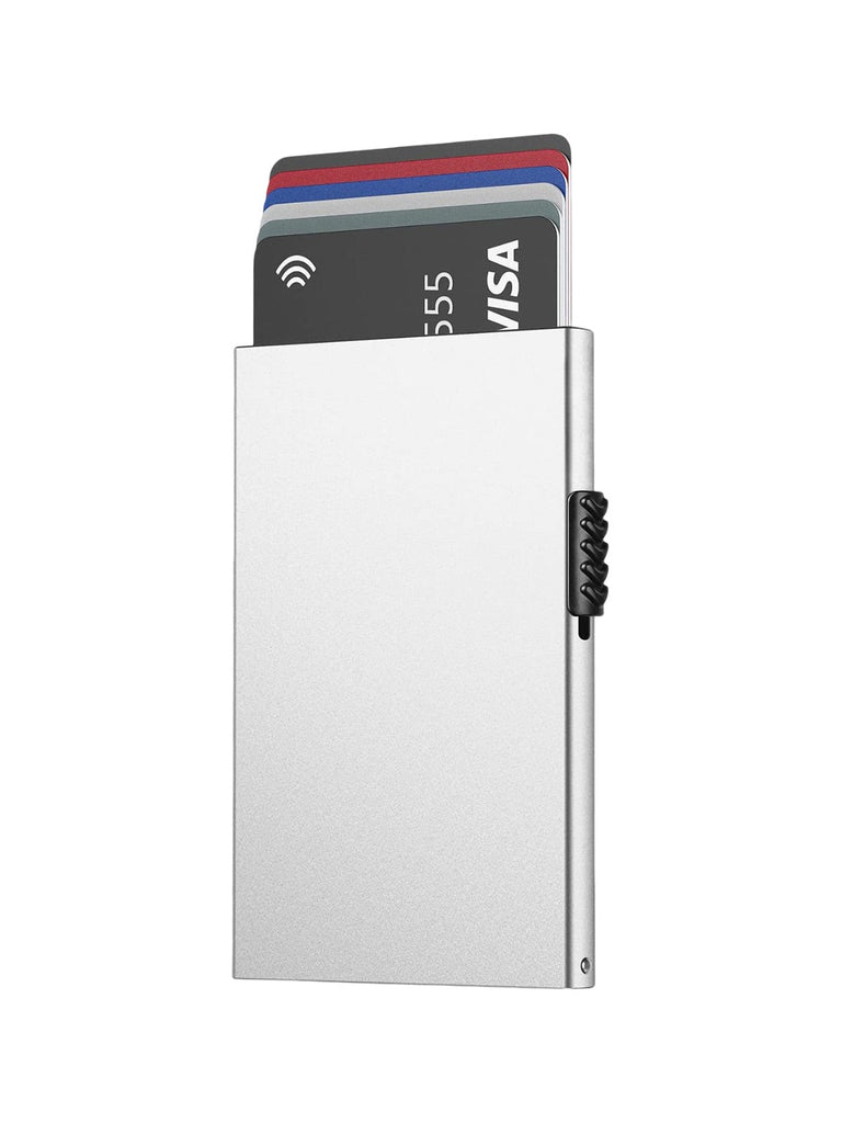 Portefeuille carte métal RFID, protection sans contact, format compact, extraction rapide, design ultra fin, modèle Valkor - Porte - feuille - Blanc