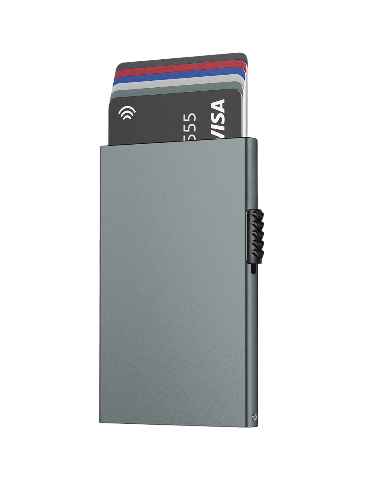 Portefeuille carte métal RFID, protection sans contact, format compact, extraction rapide, design ultra fin, modèle Valkor - Porte - feuille - Gris