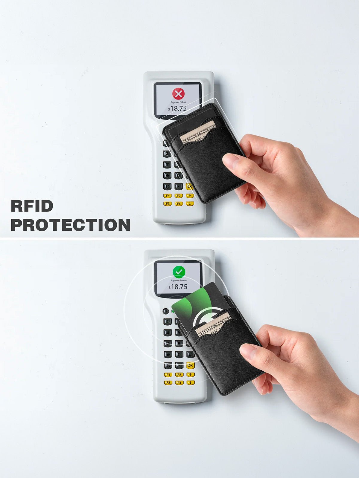 Portefeuille carte téléphone, cuir noir, format ultra - fin, RFID sécurisé, design magnétique, modèle Axion - Porte - feuille - Noir