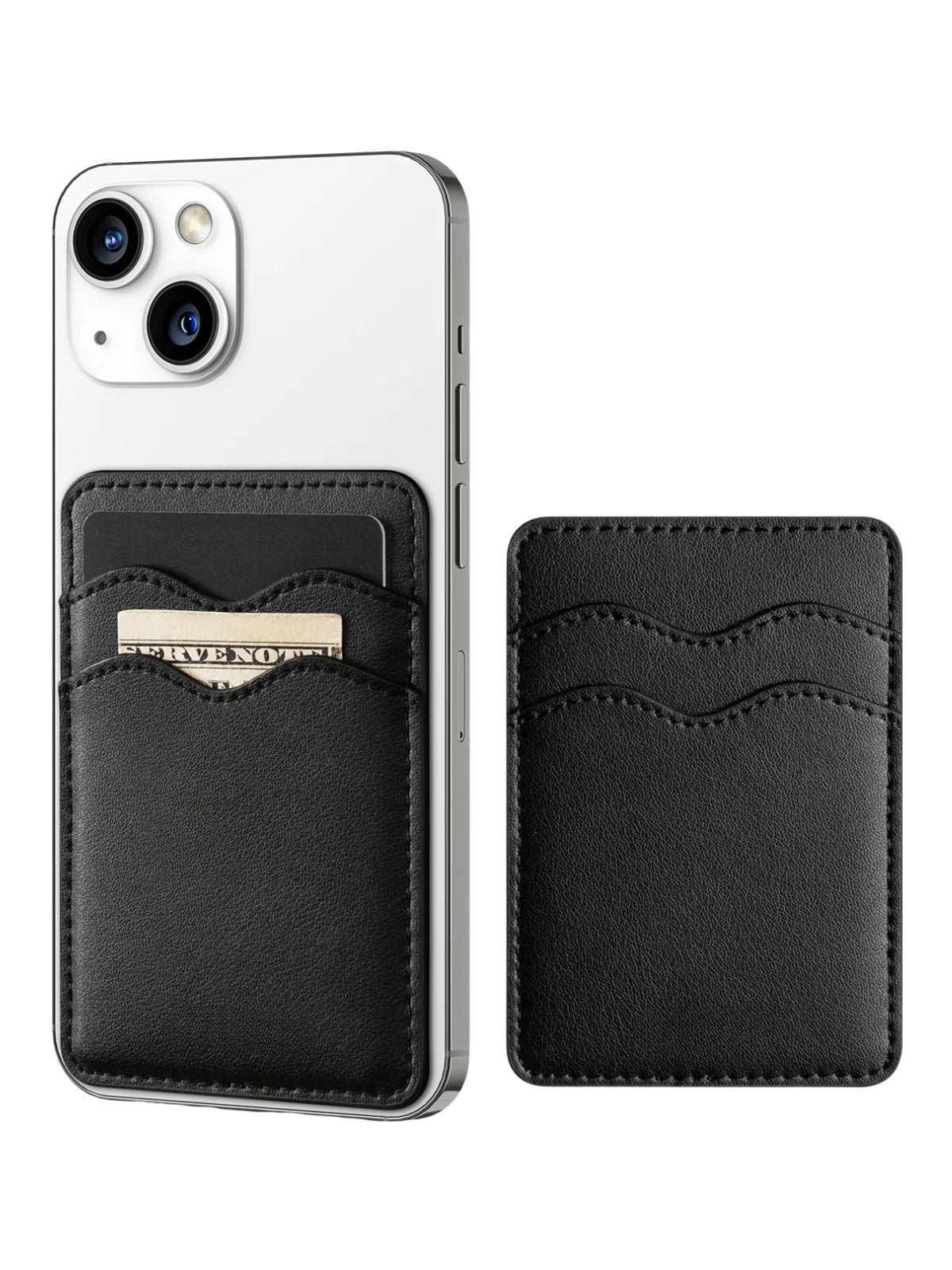 Portefeuille carte téléphone, cuir noir, format ultra - fin, RFID sécurisé, design magnétique, modèle Axion - Porte - feuille - Noir
