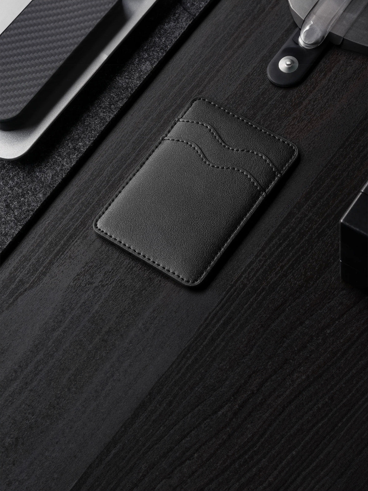 Portefeuille carte téléphone, cuir noir, format ultra - fin, RFID sécurisé, design magnétique, modèle Axion - Porte - feuille - Noir