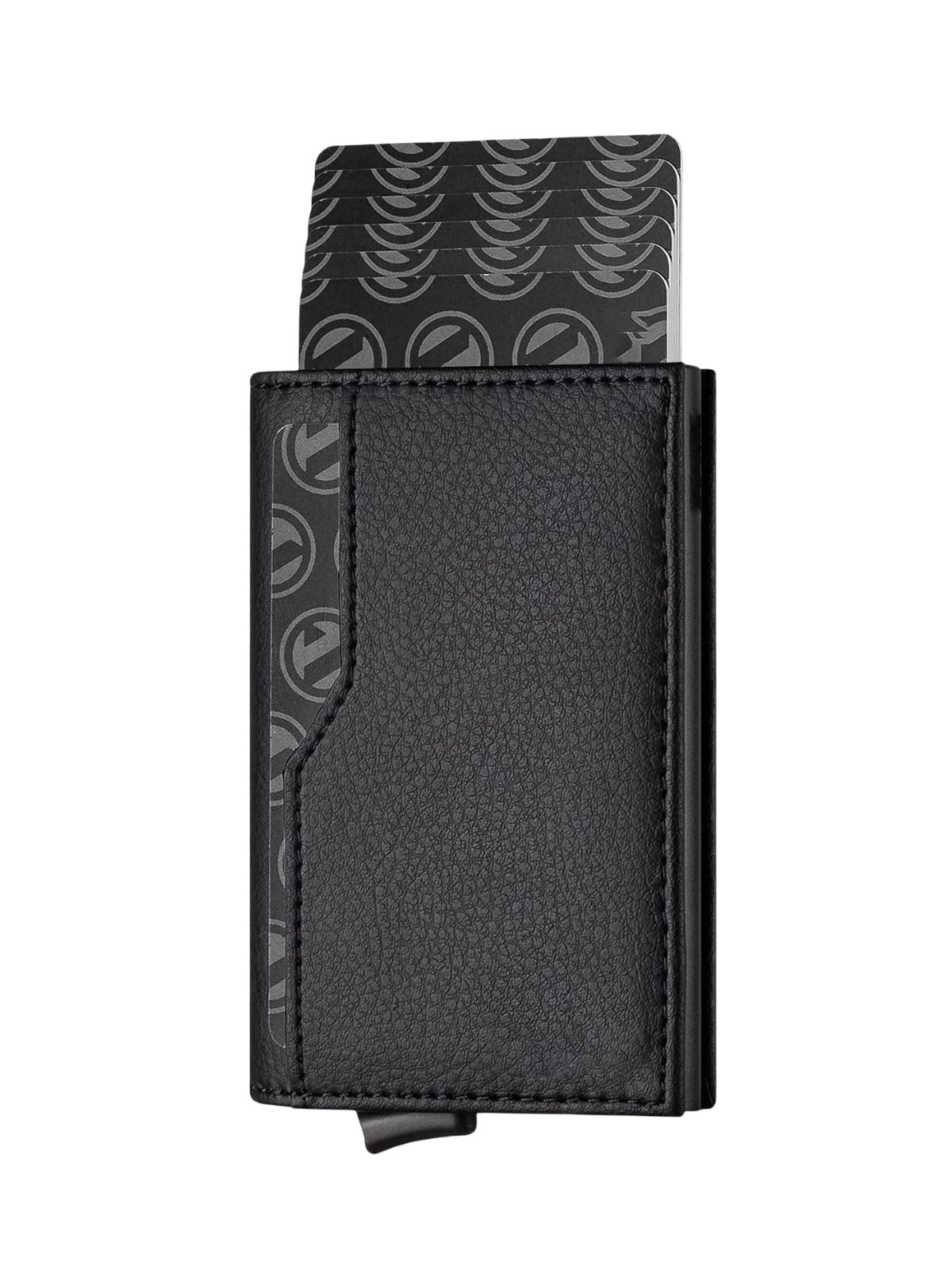 Portefeuille compact cuir RFID, protection cartes bancaires, pop - up aluminium, format carte, porte - cartes coulissant, modèle Noctis - Porte - feuille - Noir