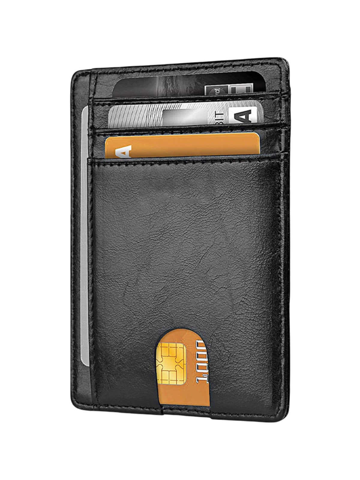 Portefeuille compact en cuir, protection RFID, ultra fin, format carte, rangement billets, modèle Tiersy - Porte - feuille - Noir