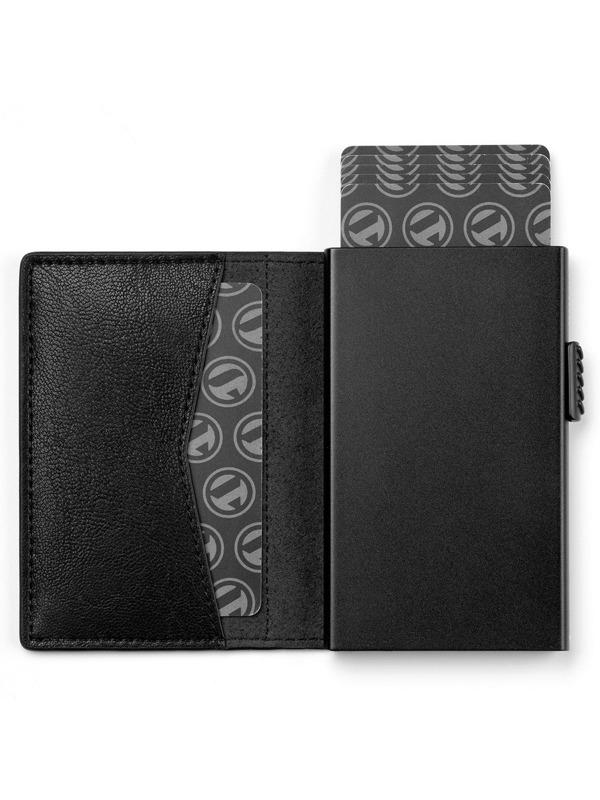 Portefeuille cuir noir, porte - cartes format compact, carte bancaire, RFID sécurisé, bouton latéral, modèle Selith - Porte - feuille - Noir