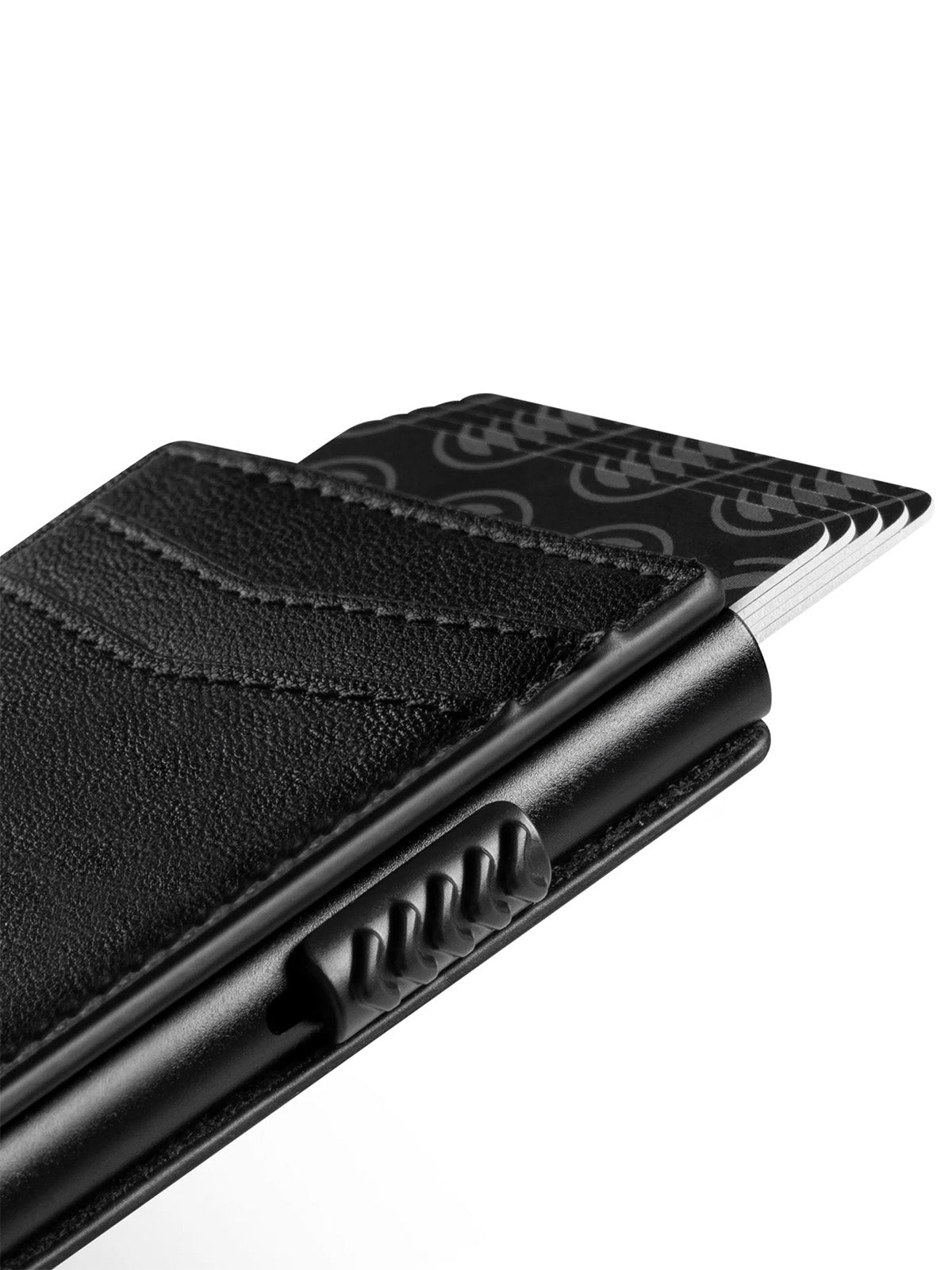 Portefeuille cuir noir, porte - cartes format compact, carte bancaire, RFID sécurisé, bouton latéral, modèle Selith - Porte - feuille - Noir