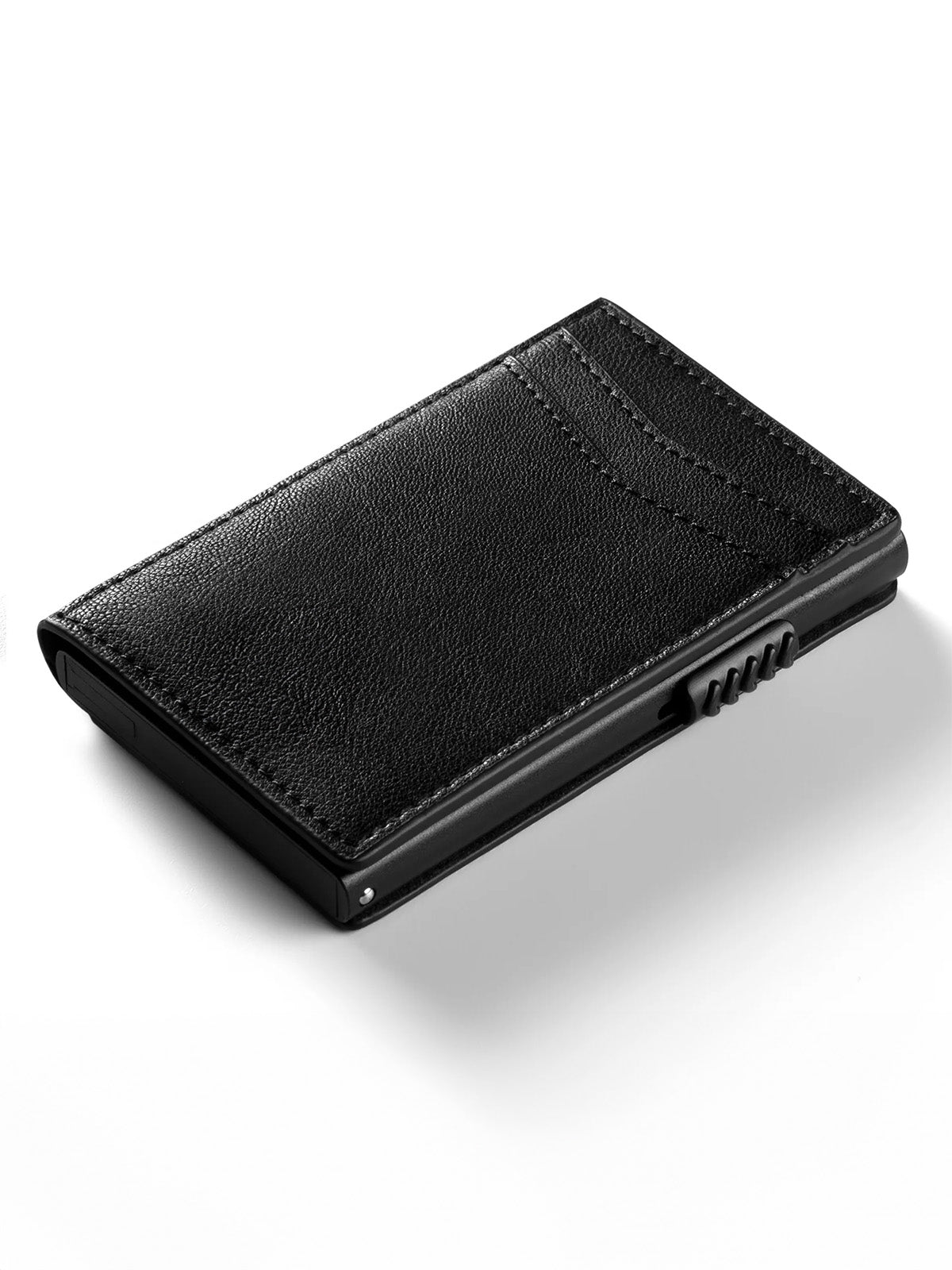 Portefeuille cuir noir, porte - cartes format compact, carte bancaire, RFID sécurisé, bouton latéral, modèle Selith - Porte - feuille - Noir