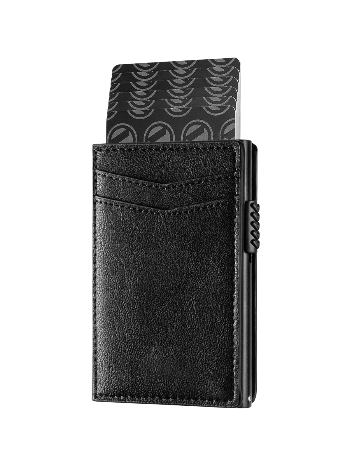 Portefeuille cuir noir, porte - cartes format compact, carte bancaire, RFID sécurisé, bouton latéral, modèle Selith - Porte - feuille - Noir