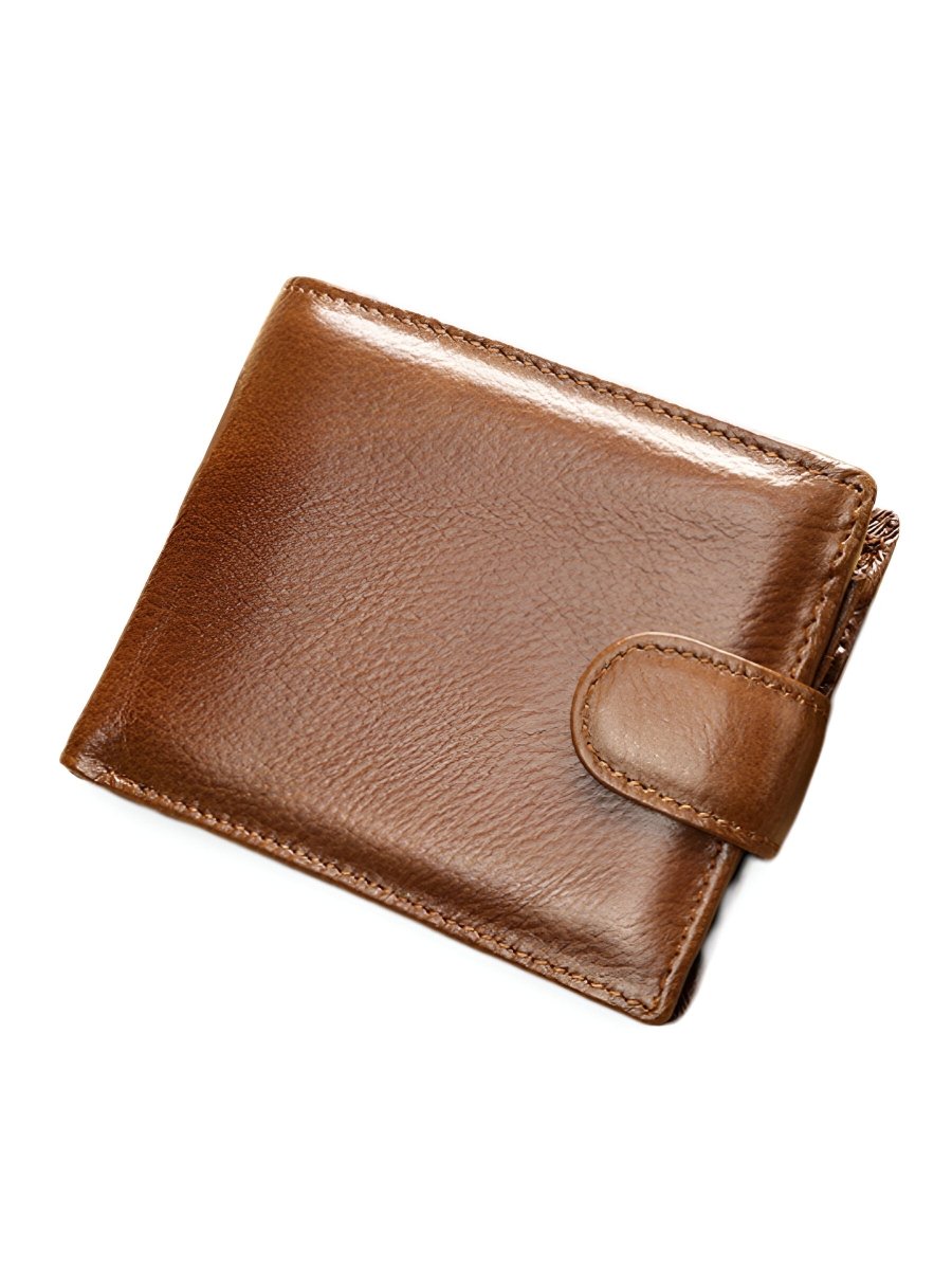 Portefeuille cuir véritable homme, RFID sécurisé, grande capacité, compartiment monnaie, modèle Merlin - Porte - feuille - Cognac