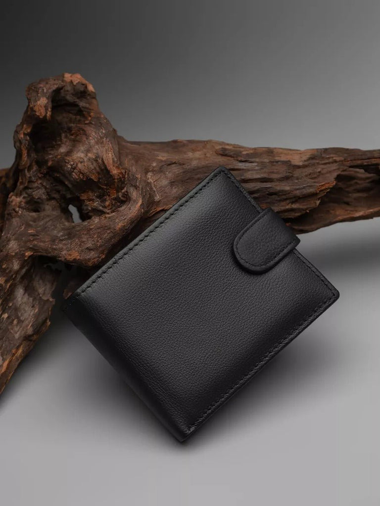 Portefeuille cuir véritable homme, RFID sécurisé, grande capacité, compartiment monnaie, modèle Merlin - Porte - feuille - Noir