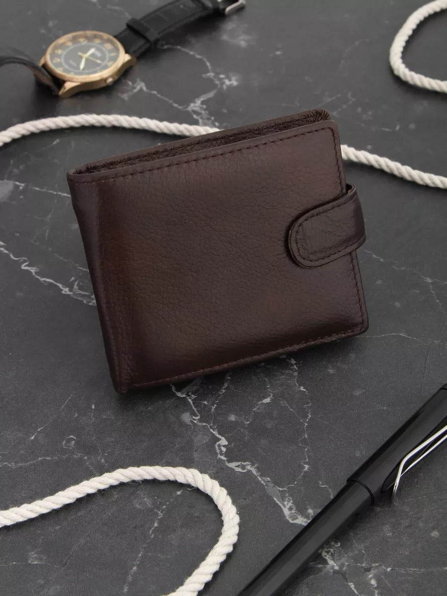 Portefeuille cuir véritable homme, RFID sécurisé, grande capacité, compartiment monnaie, modèle Merlin - Porte - feuille - Café