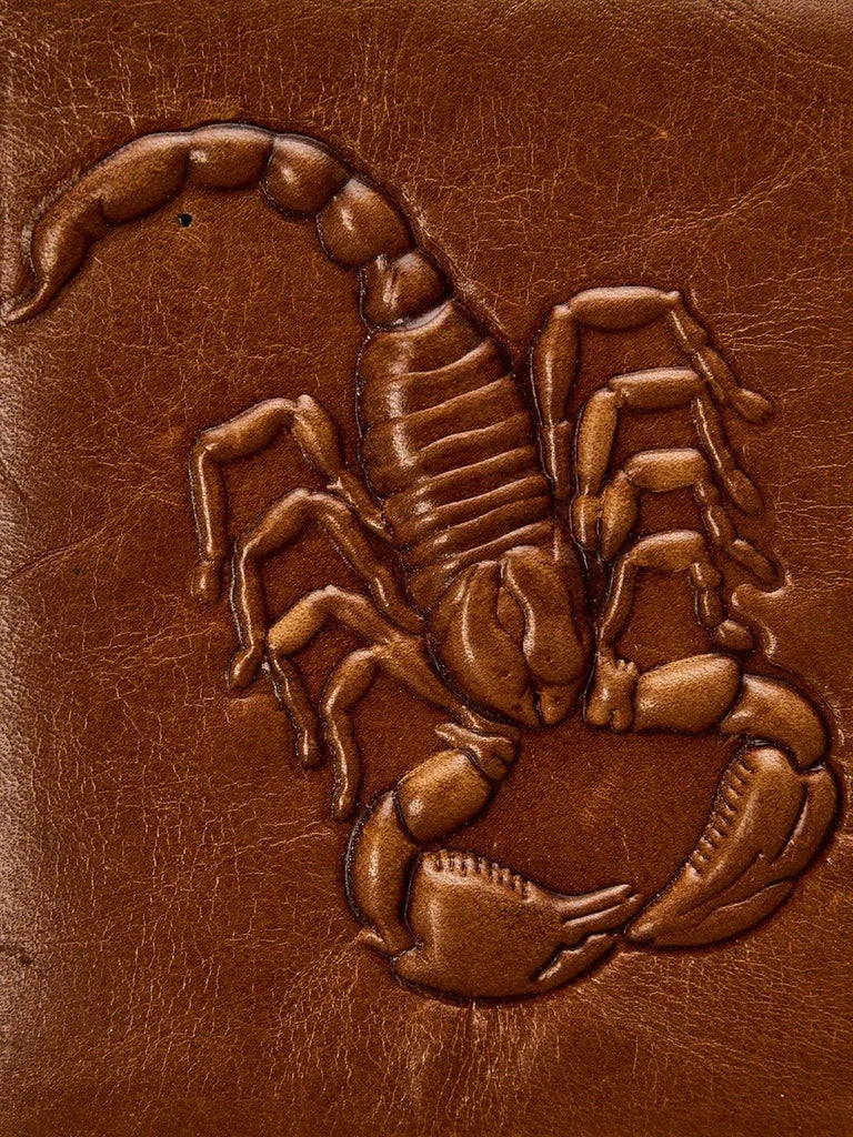 Portefeuille en cuir marron, motif scorpion en relief, compact, multiple rangements, modèle Serkan - Porte - feuille - Marron