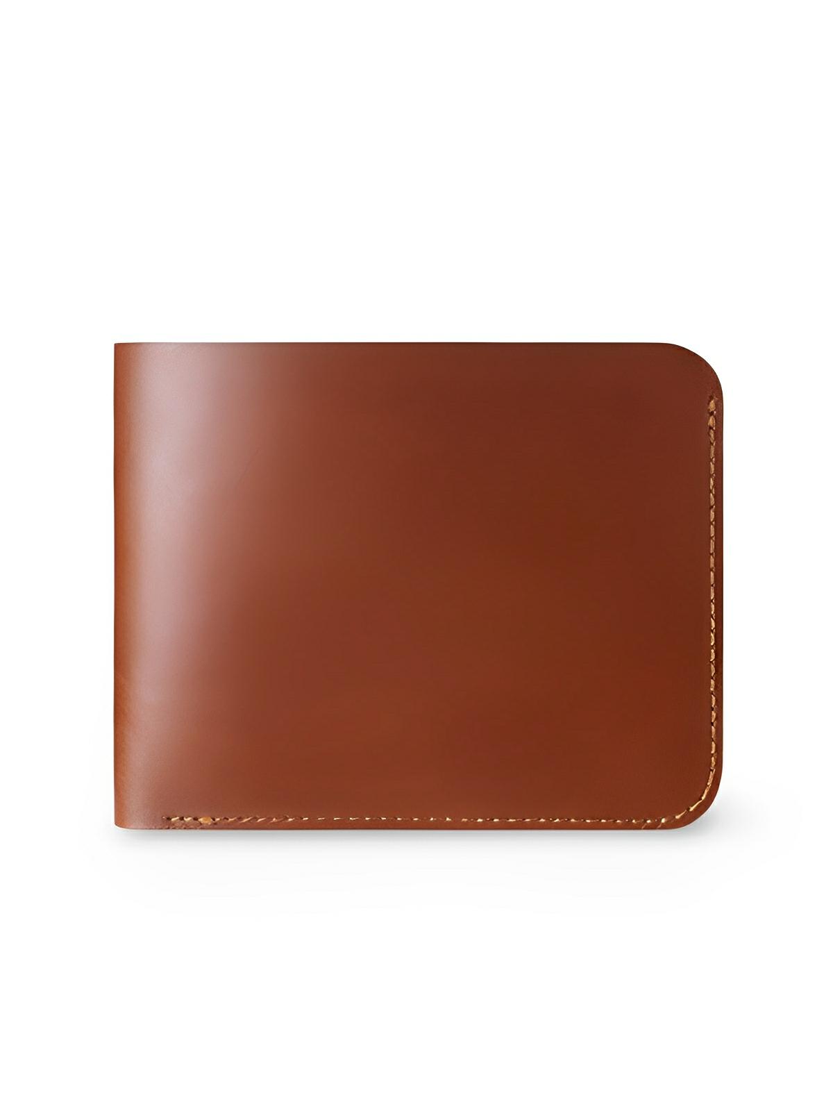 Portefeuille homme en cuir véritable, format compact, design vintage, multiples rangements, couture apparentes, modèle Xaime - Porte - feuille - Marron