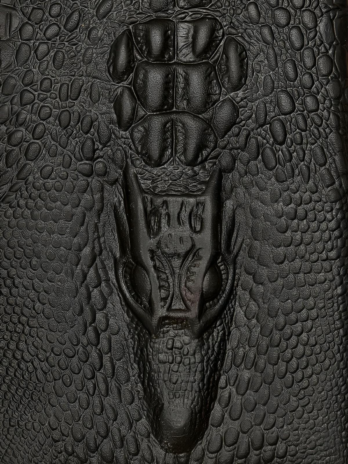 Portefeuille long cuir homme, texture crocodile, grande capacité, compartiments cartes et billets, modèle Sobek - Porte - feuille - Noir