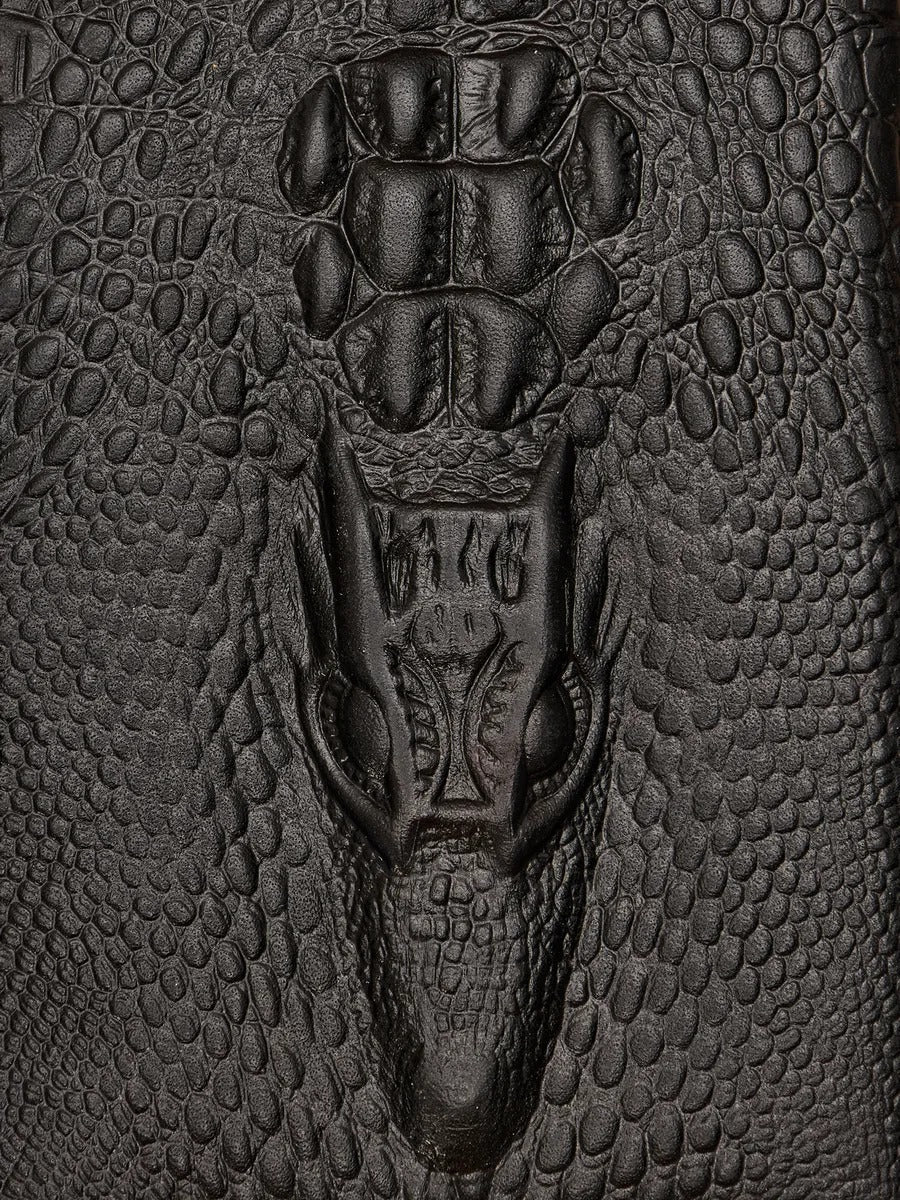 Portefeuille long cuir homme, texture crocodile, grande capacité, compartiments cartes et billets, modèle Sobek - Porte - feuille - Noir