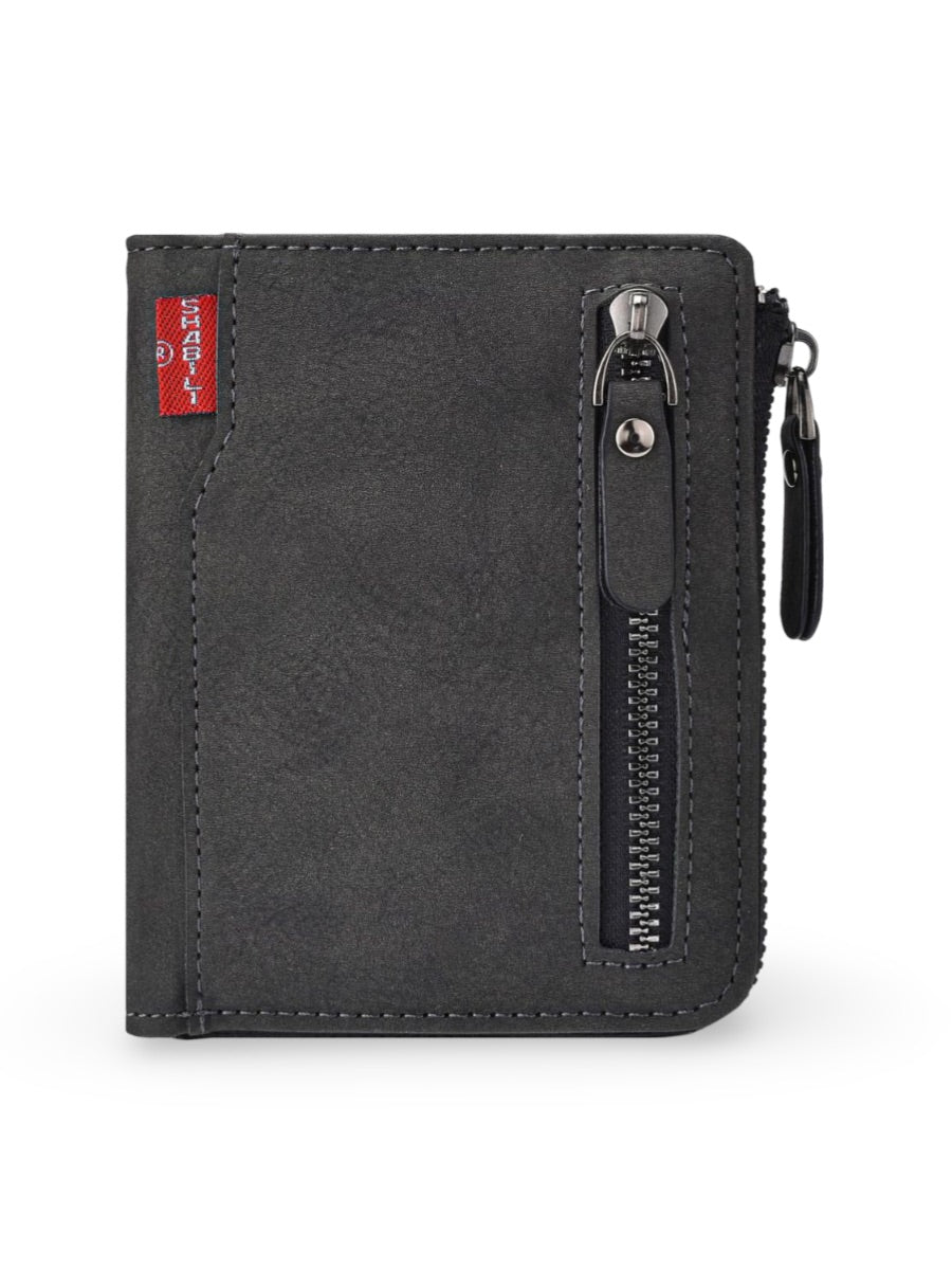 Portefeuille pour homme compact, zip sécurisé, multi - compartiments, grande capacité, design moderne, modèle Théodoric - Porte - feuille - Noir