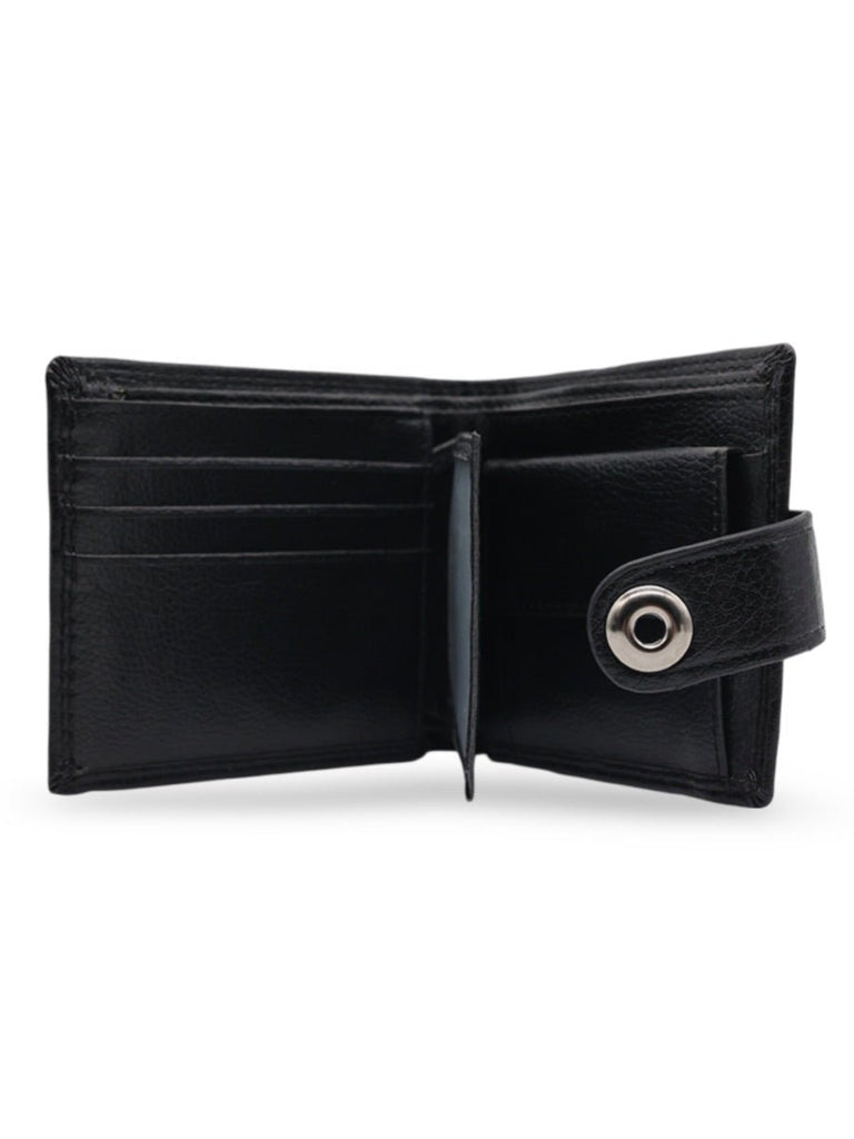 Portefeuille pour homme en simili vegan, fermeture à bouton, format compact, grande capacité, modèle Raoul - Porte - feuille - Noir