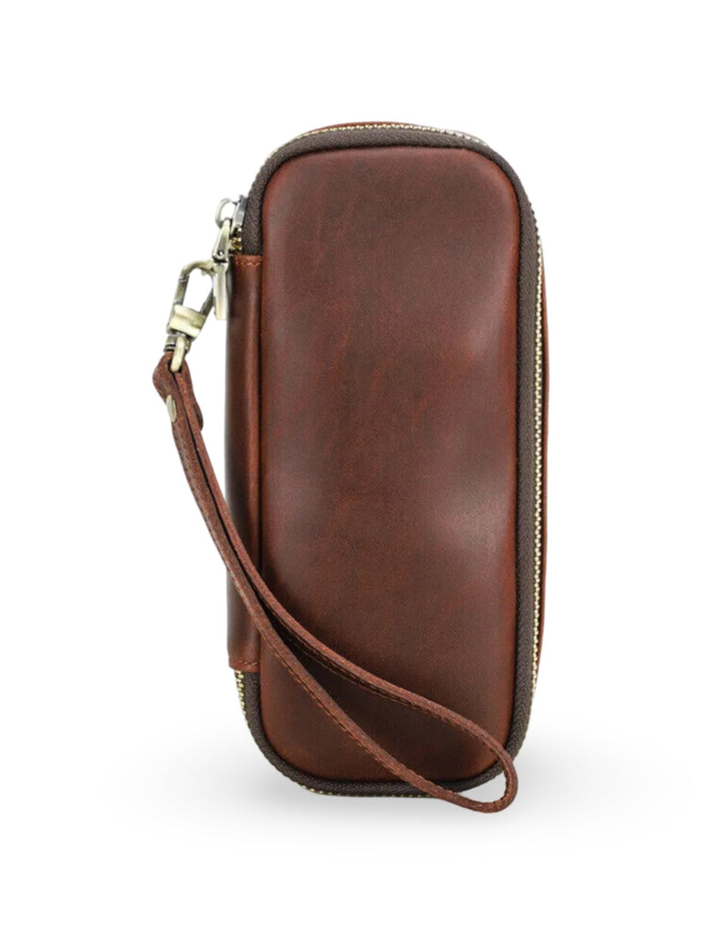 Pipe case, made of leather, refined and organized, Riquier model