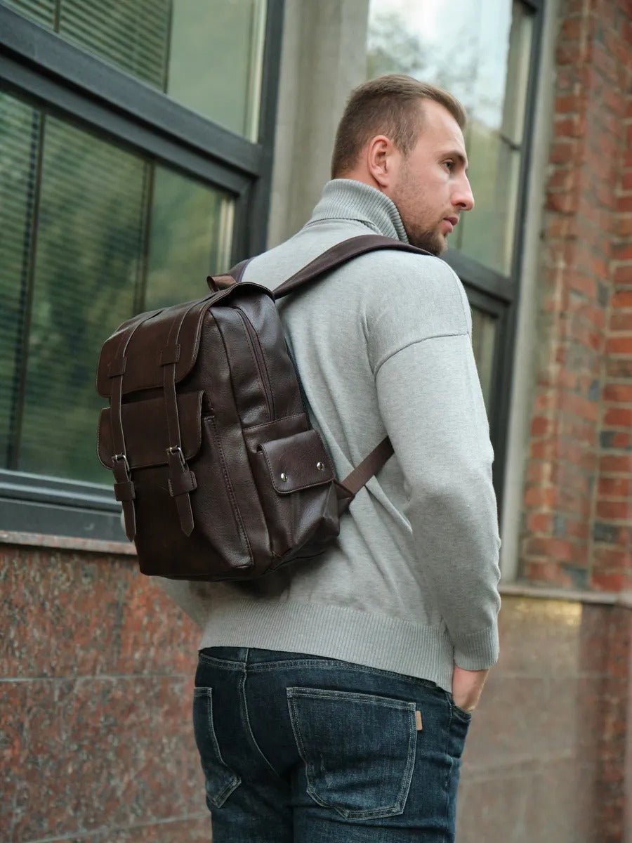 Sac à dos à grande capacité, pour la vie quotidienne, au design moderne, modèle Ludovic - Sac à dos - Café