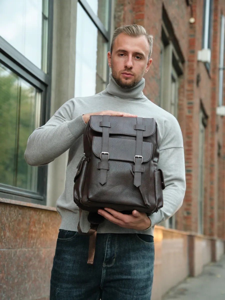 Sac à dos à grande capacité, pour la vie quotidienne, au design moderne, modèle Ludovic - Sac à dos - Café