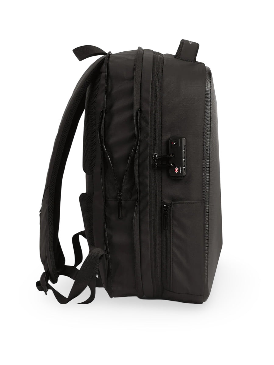 Sac à dos antivol, business et voyage, capacité extensible, avec port USB et compartiment ordinateur 15,6", résistant à l'eau, modèle Alior - Sac à dos - Noir