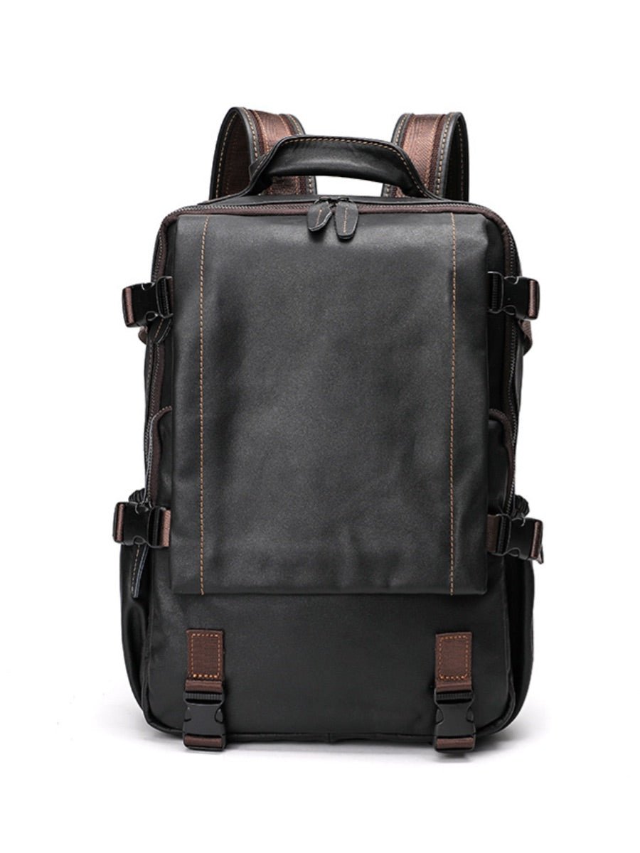 Sac à dos bicolore en cuir, pour l'homme casual, modèle Noé - Sac à dos - Noir