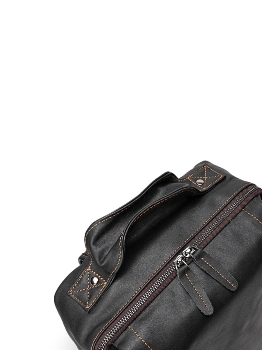 Sac à dos bicolore en cuir, pour l'homme casual, modèle Noé - Sac à dos - Noir