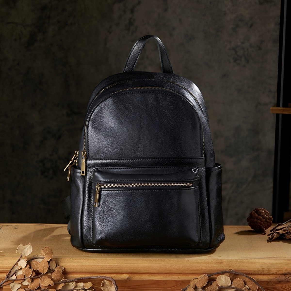 Sac à dos cuir, polyvalent et spacieux, modèle Astolphe - Sac à dos - Noir