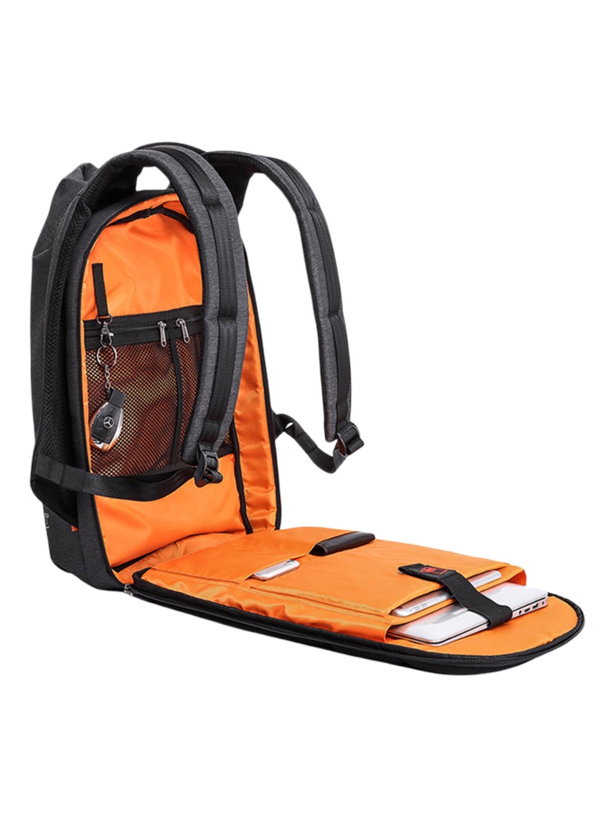 Sac à dos déperlant pour ordinateur, format 17 pouces, sac urbain grande capacité, rangement sécurisé et fonctionnel, modèle Adouin - Sac à dos - Gris