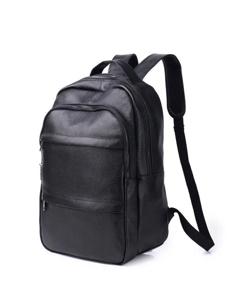 Sac à dos en cuir noir, moderne, pratique, spacieux et durable, modèle Théorus - Sac à dos - Noir