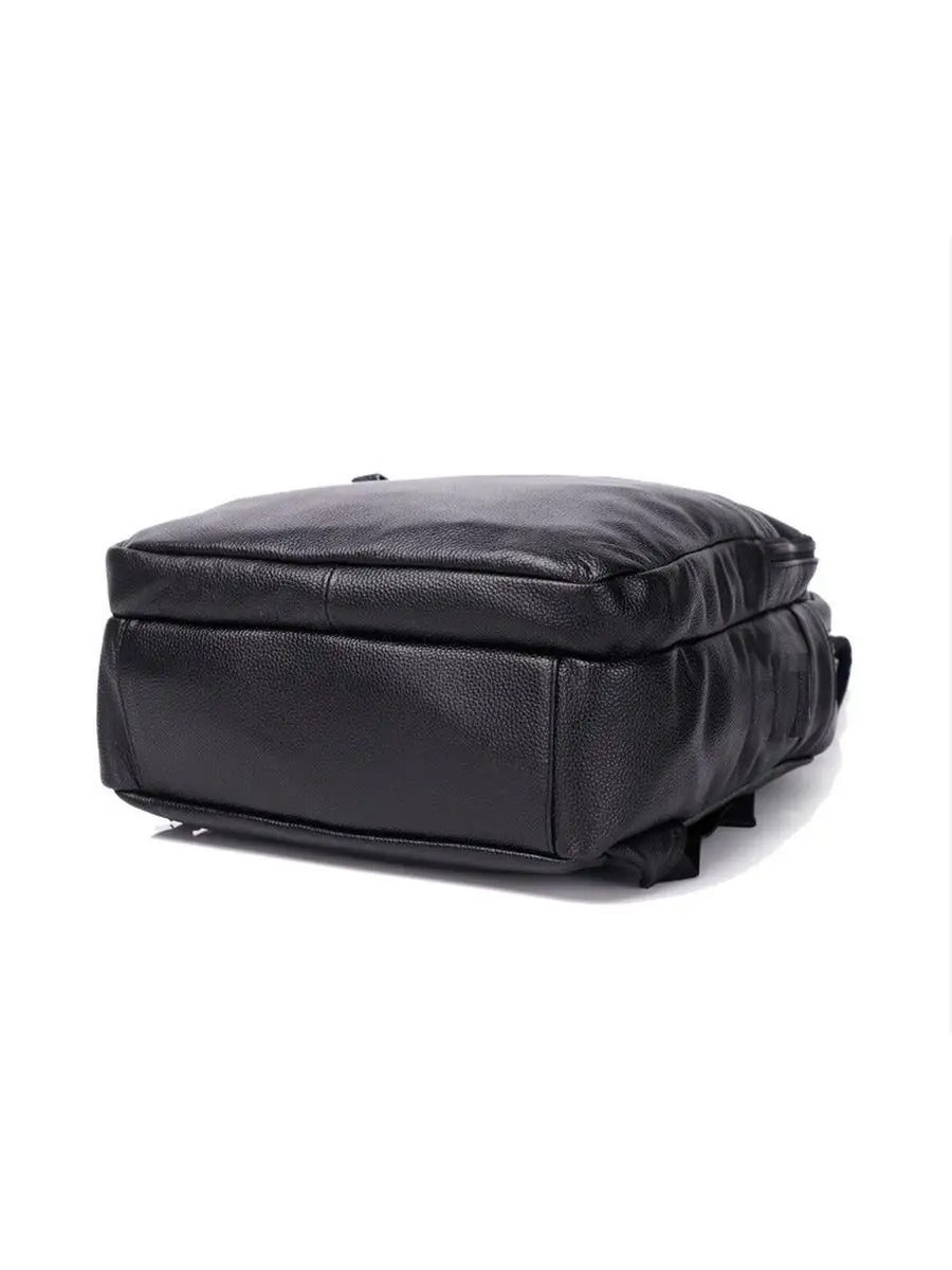 Sac à dos en cuir noir, moderne, pratique, spacieux et durable, modèle Théorus - Sac à dos - Noir