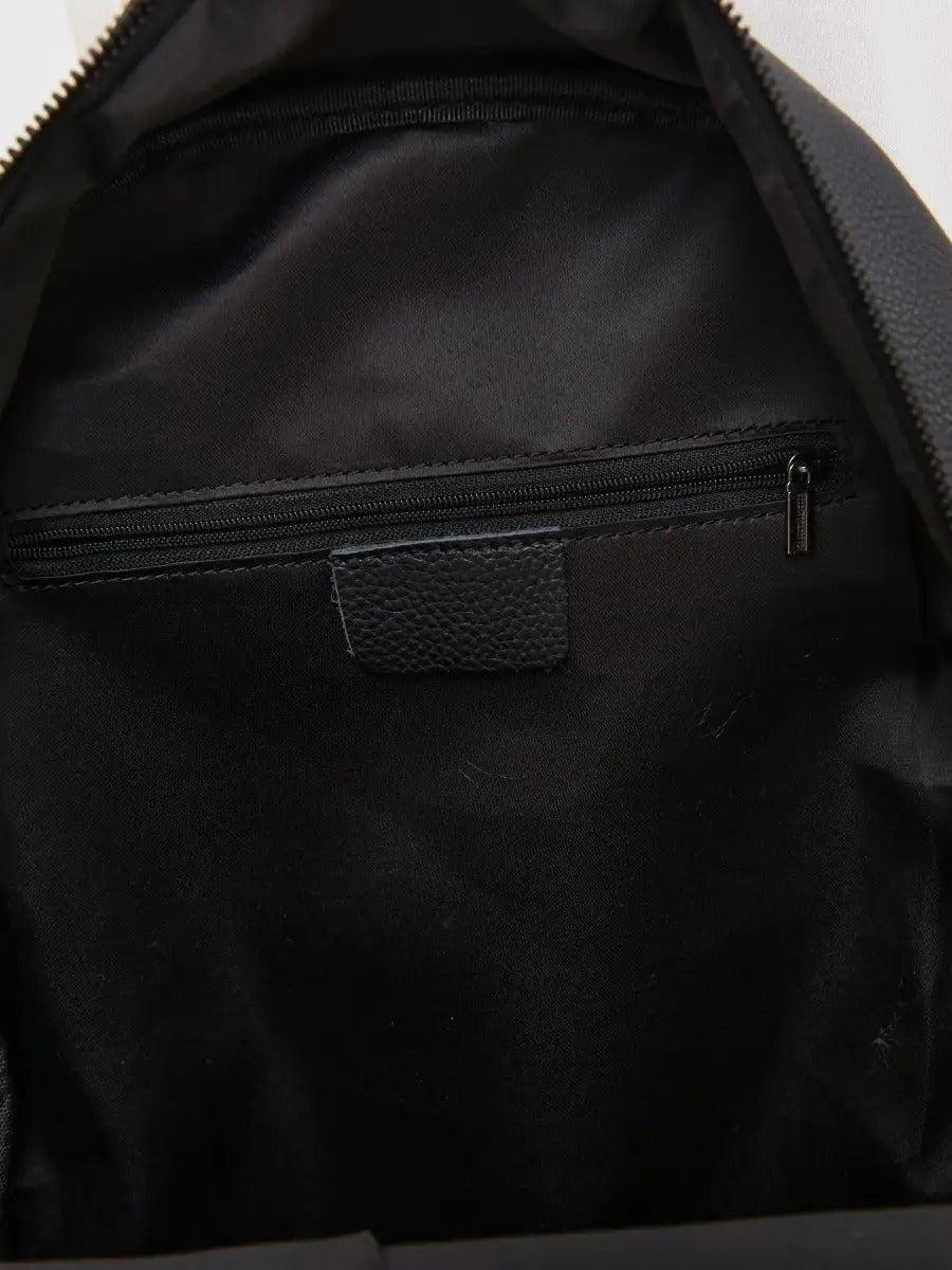 Sac à dos en cuir noir, moderne, pratique, spacieux et durable, modèle Théorus - Sac à dos - Noir