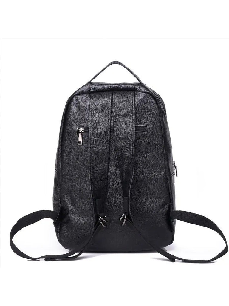 Sac à dos en cuir noir, moderne, pratique, spacieux et durable, modèle Théorus - Sac à dos - Noir