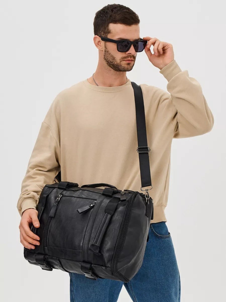 Sac à dos en cuir pour homme, sac pour voyage et le quotidien, à grande capacité, modèle Louis - Sac à dos - Noir