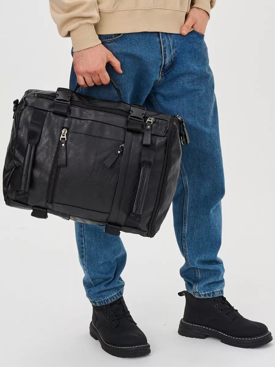 Sac à dos en cuir pour homme, sac pour voyage et le quotidien, à grande capacité, modèle Louis - Sac à dos - Noir