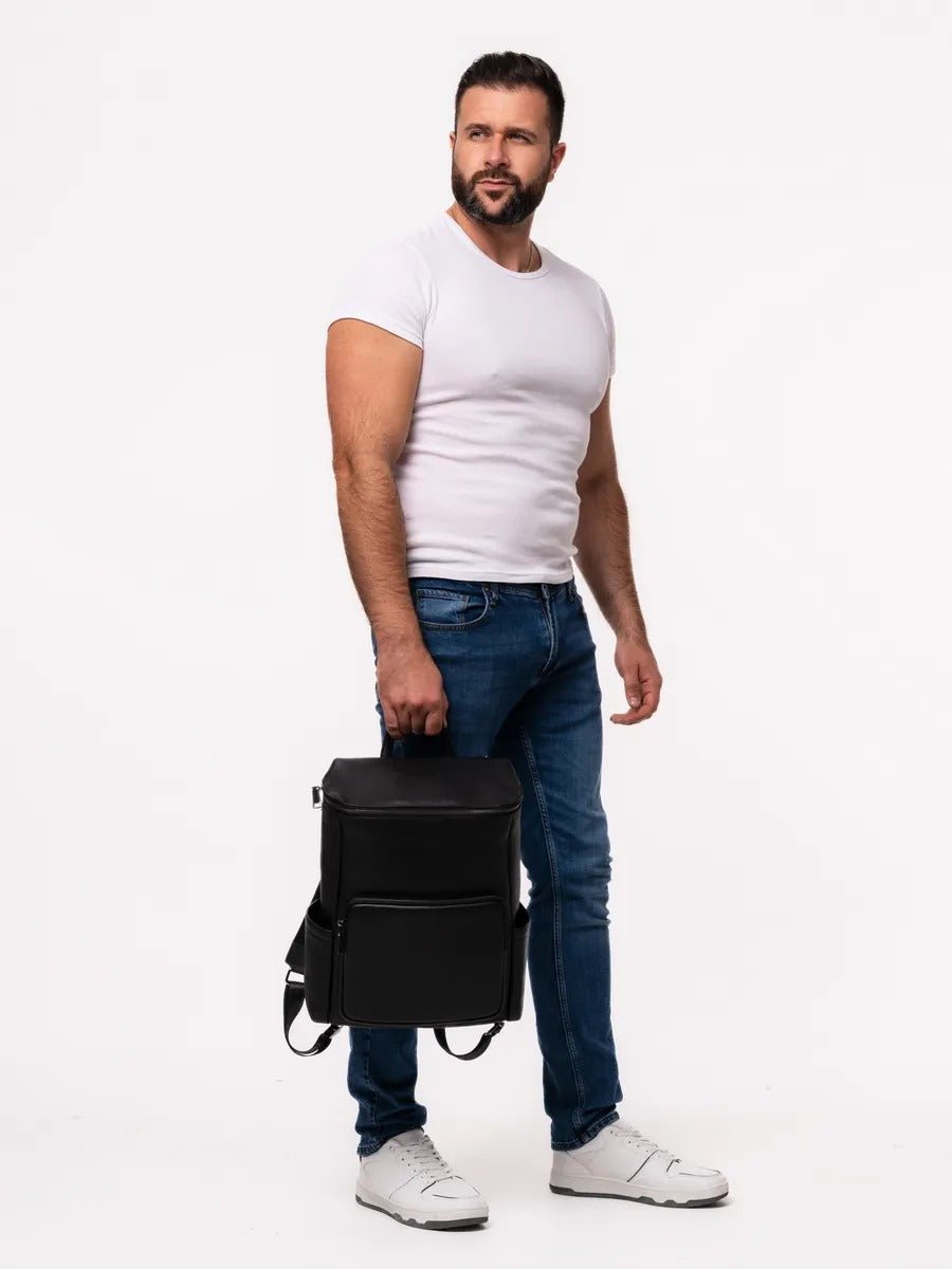 Sac à dos en cuir véritable, grande capacité, résistant à toute épreuve, modèle Mavric - Sac à dos - Noir