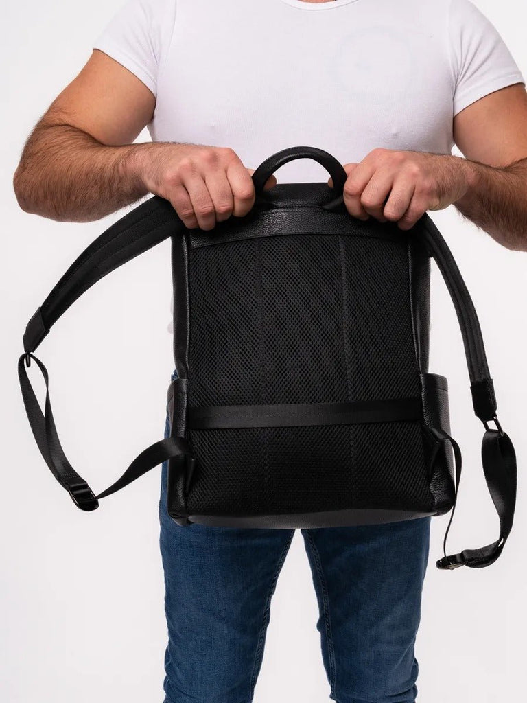 Sac à dos en cuir véritable, grande capacité, résistant à toute épreuve, modèle Mavric - Sac à dos - Noir