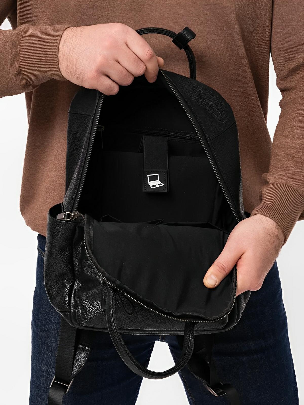 Sac à dos en cuir véritable, multifonction, pour plusieurs usages, modèle Timy - Sac à dos - Noir